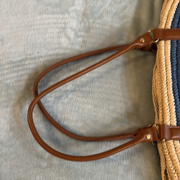 Tommy Bahama Blue and Tan Striped Tote Bag